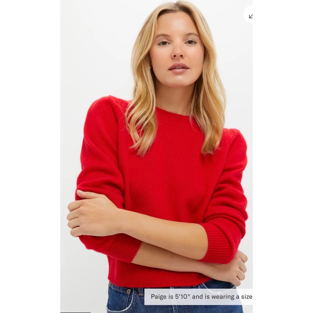 Martin Red 100% Cashmere Puff Sleeve Macy Crewneck Sweater SZ XXL NWT